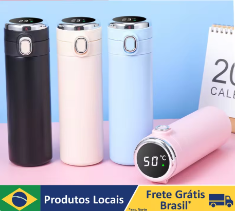Garrafa Térmica 400ML Com Led Termômetro Inox Agua Cerveja Café Squeeze Térmica Digital Vacuum