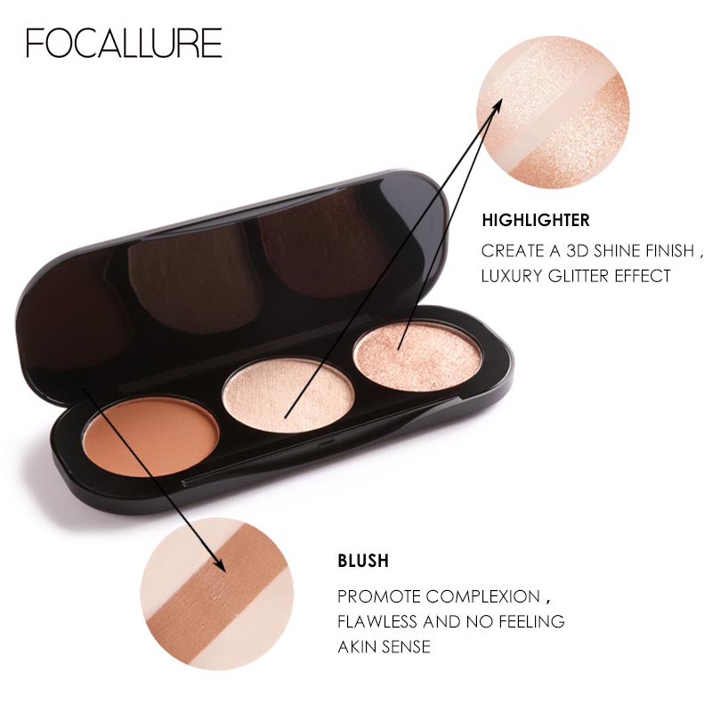 Focallure ハイライター パレット - 3 色
