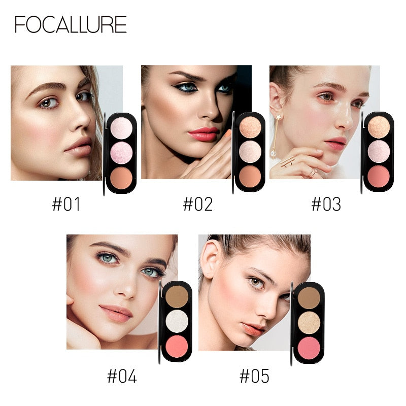 Focallure ハイライター パレット - 3 色
