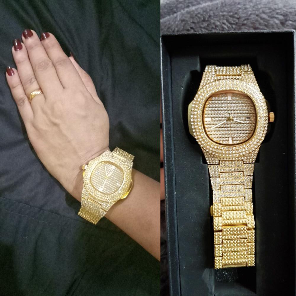 Relógio Unissex Banhado A Ouro 18k Pedras Em Zirconia - Frete Gratis