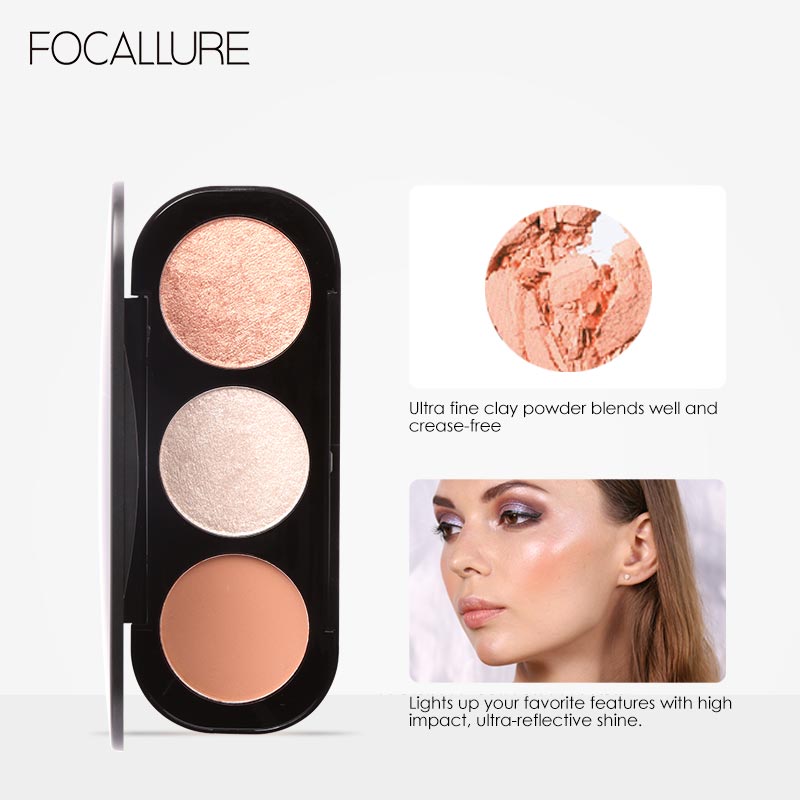 Focallure ハイライター パレット - 3 色