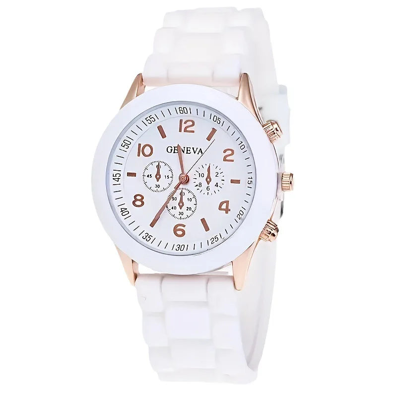 Conjunto de relógio de luxo feminino anel colar brincos strass moda feminino casual
