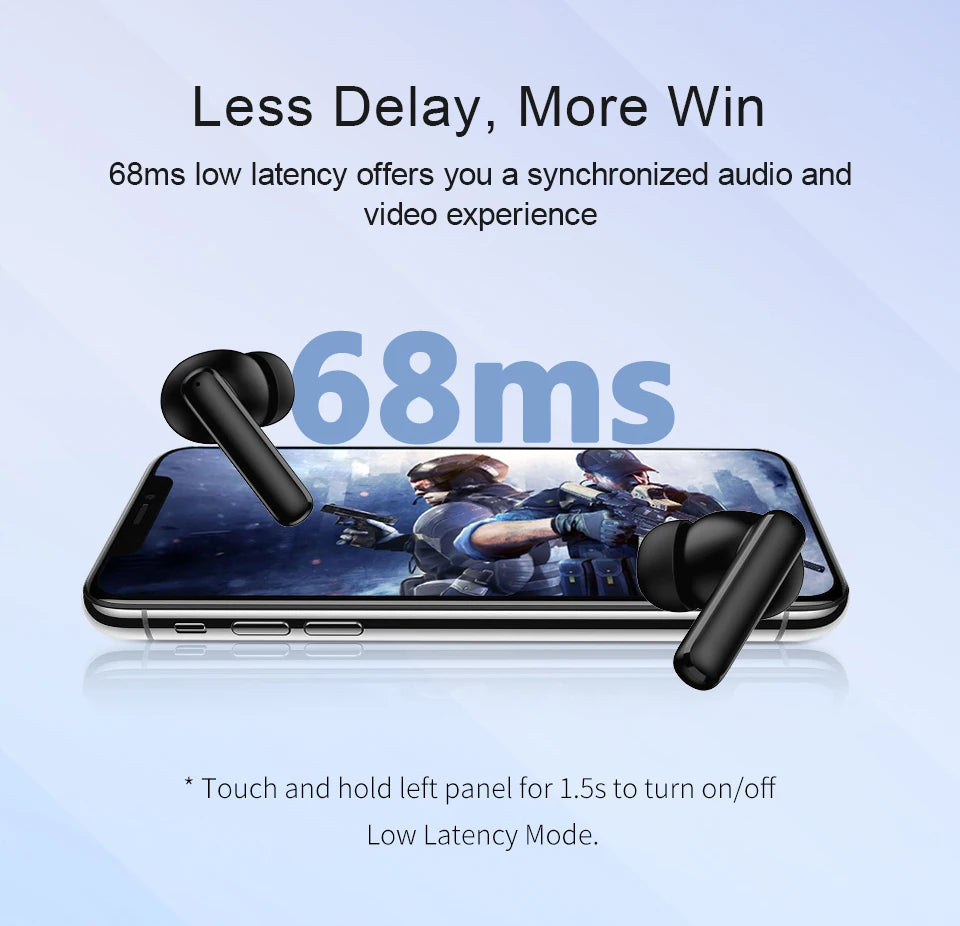 QCY T13 ANC Fone de Ouvido com Cancelamento de Ruído Ativo Bluetooth 5.3