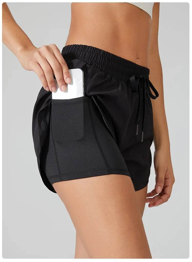Shorts Duplo de Treino Kaibigam com Ajuste Dinâmico e Bolso Seguro