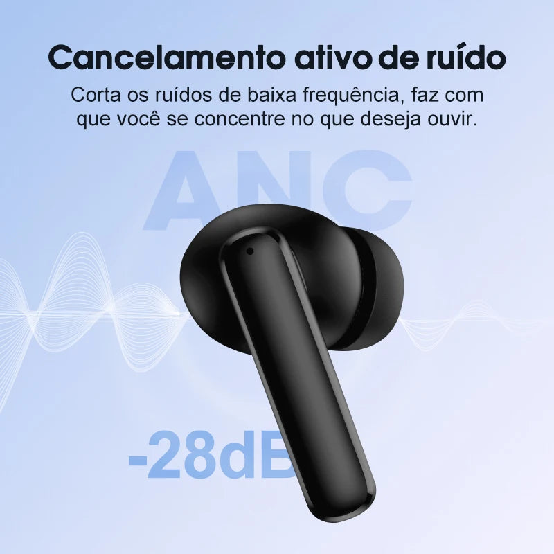 QCY T13 ANC Fone de Ouvido com Cancelamento de Ruído Ativo Bluetooth 5.3