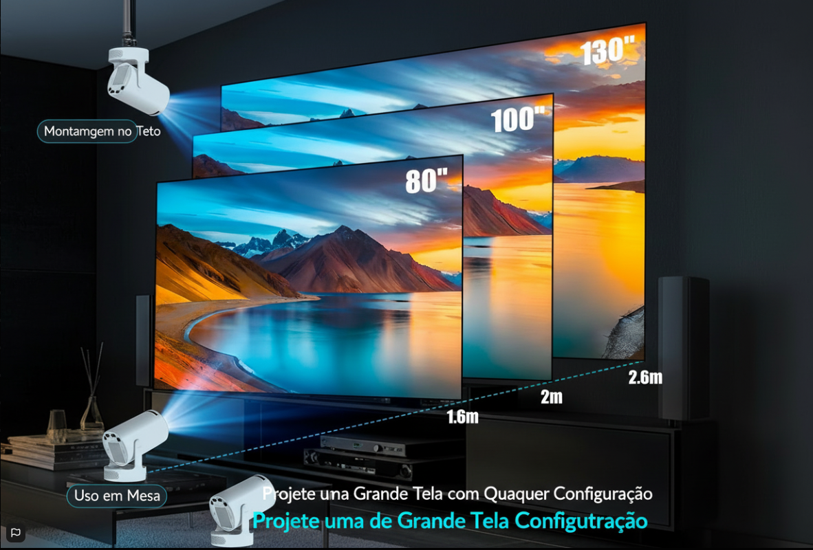Projetor Magcubic HY300 Pro+ com suporte a 4K, alto-falante de 5W, Android 11, 8000 Lumens, WiFi6, BT5.4, projetor de vídeo para home theater ao ar livre.