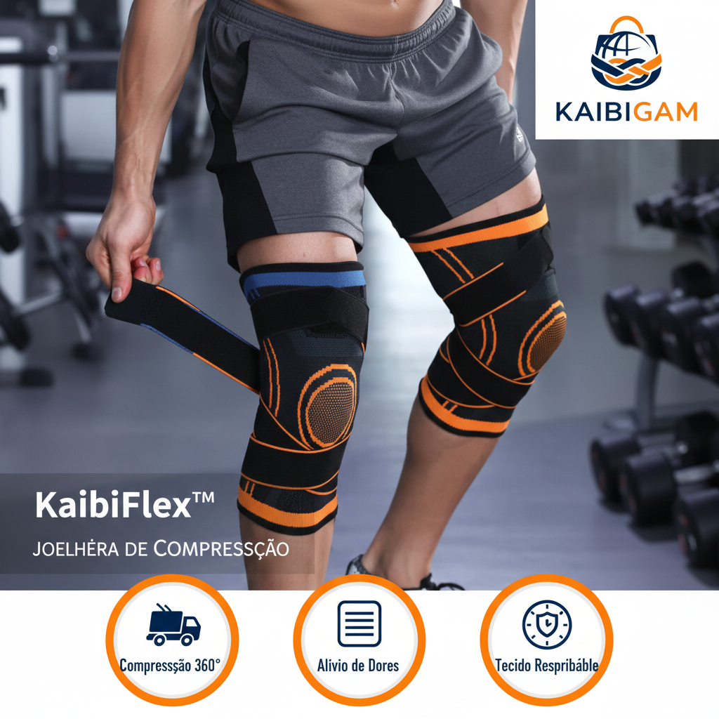 Joelheira de Compressão Esportiva Treino Alivio de Dor Estabilizadora